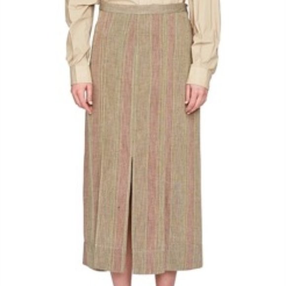 BASSIKE STRIPE GAUZE PLEAT SKIRT NWT - Picture 1 of 5